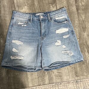 Velvet Light Blue Distressed Jean Shorts